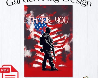 Garden Flag Sublimation PNG Design - Thank You - Military -  Digital Download | #15