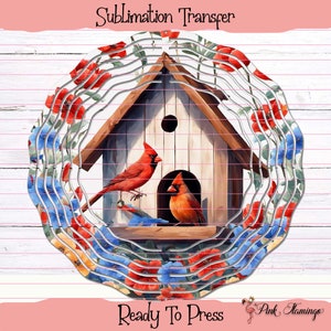 Cardinal Birdhouse Wind Spinner Sublimation Transfer - Ready To Press