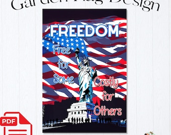 Garden Flag Sublimation PNG Design - Freedom Patriotic - Digital Download | #12