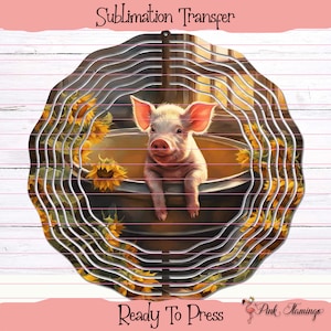Pig Wind Spinner Sublimation Transfer - Ready To Press - Up To 12&quot;