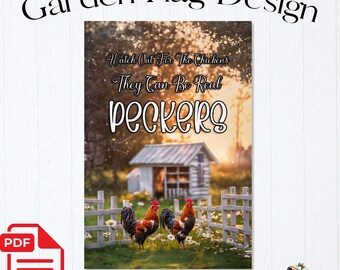 Garden Flag Sublimation PNG Design - Watchout for the Chickens - Digital Download | #33
