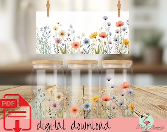 Glass Can Wrap Design - Wildflowers - Digital Download PNG File | #10