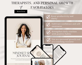 Mindset & Self-Improvement Journal | Daily Motivation Prompts, Reflection Pages and Growth Workbook | Printable PDF