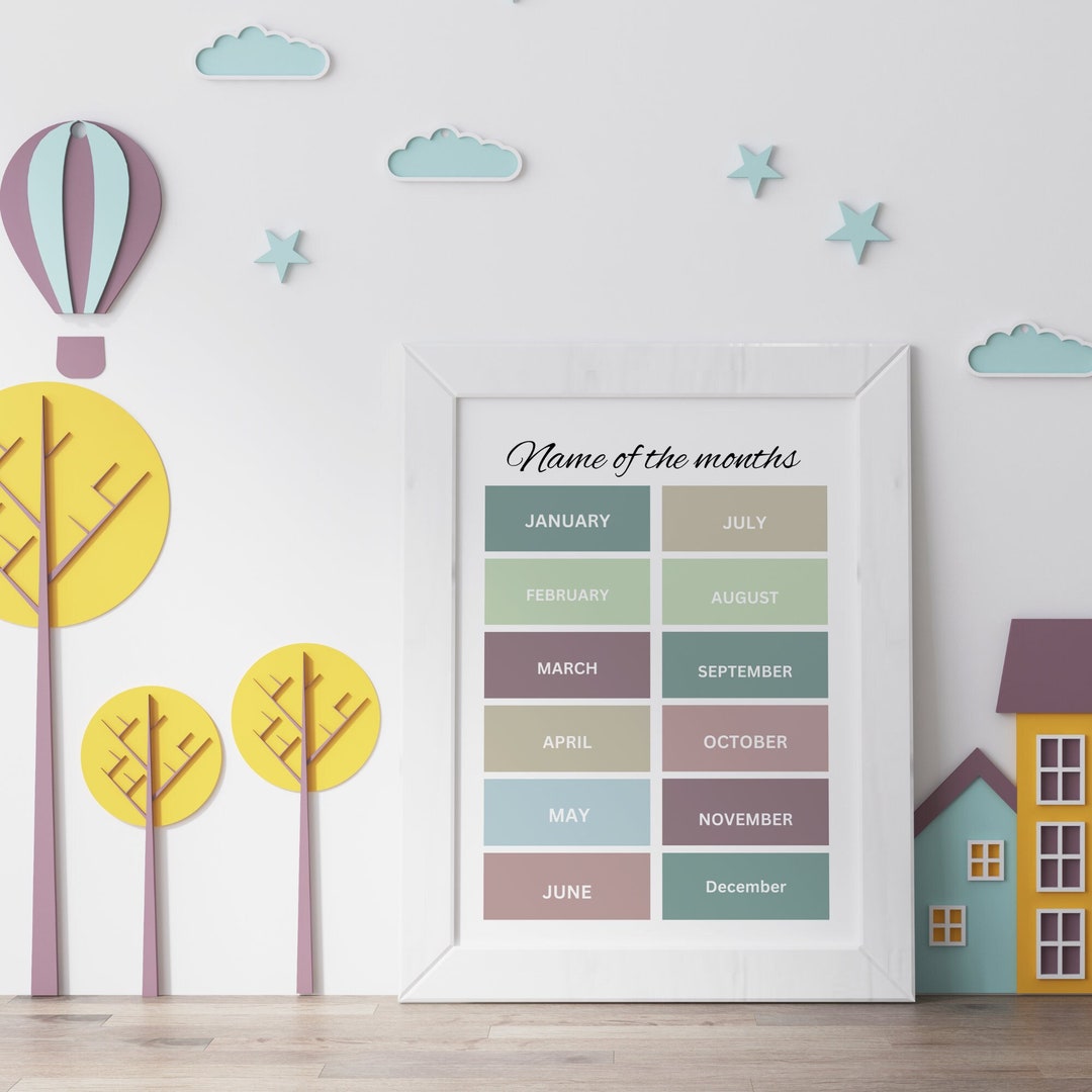 Months of the Year Poster, Playroom Educational Poster, Montessori ...