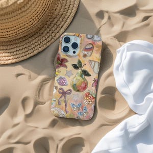 Retro Style 3D Beaded iPhone Case, Vintage Collage iPhone Case, Unique Embroidered iPhone Case, iPhone 16 Pro Max Case, iPhone 15 14 13 Case