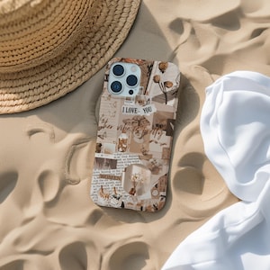 Brown Aesthetic iPhone Case, Vintage Collage iPhone Case, Aesthetic Collage Phone Case, iPhone 15 Pro Max Case, iPhone 14 13 12 11 Pro Case