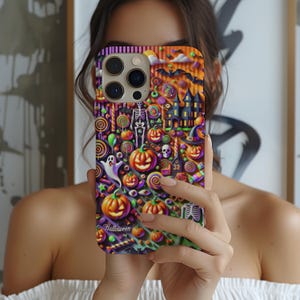 3D Halloween Kürbis iPhone Hülle, Buntes Halloween iPhone Hülle, iPhone 16 Pro Max Hülle, iPhone 16 Hülle, iPhone 15 Pro Hülle, iPhone 14 Hülle