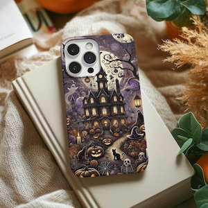 Halloween iPhone Hülle - Spooky Vollmond Design, Geist & Kürbis iPhone Hülle - Halloween Vibes, iPhone 16 Pro Max Case, iPhone 15 14 13