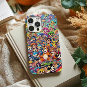 Cartoon Collage iPhone Case, Custom Cute Cartoon iPhone Case,  iPhone 16 Pro Max Case, iPhone 16 Case, iPhone 15 Pro Case, iPhone 14 13 Case