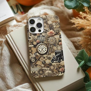 Retro Style iPhone Phone Case, Vintage Collage iPhone Case, Nostalgic Design iPhone Case, iPhone 16 Plus Case, iPhone 15 14 13 12 Pro Case
