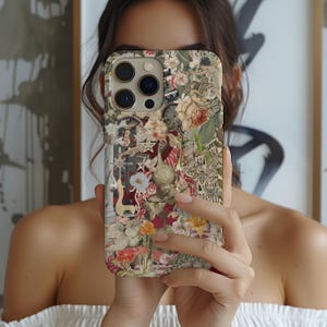 Vintage Floral Collage iPhone Case, Aesthetic Vintage iPhone Case, iPhone 16 Pro Max Case, iPhone 16 Case, iPhone 15 Case, iPhone 14 13 Case