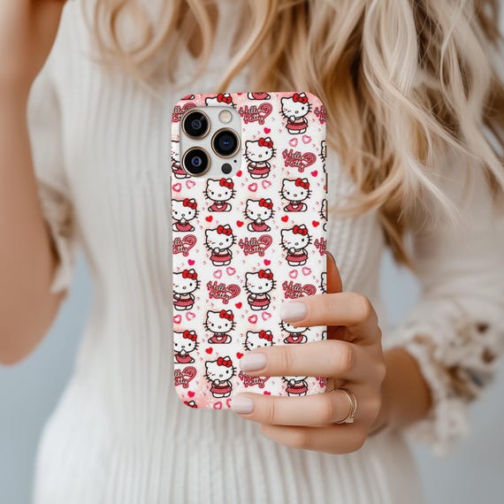 Cute Hello Kitty Phone Case, Sweet Hello Kitty Phone Case, iPhone 15 Pro Max Case, iPhone 14 Pro Max Case, iPhone 13 Pro Case, Gift For Him