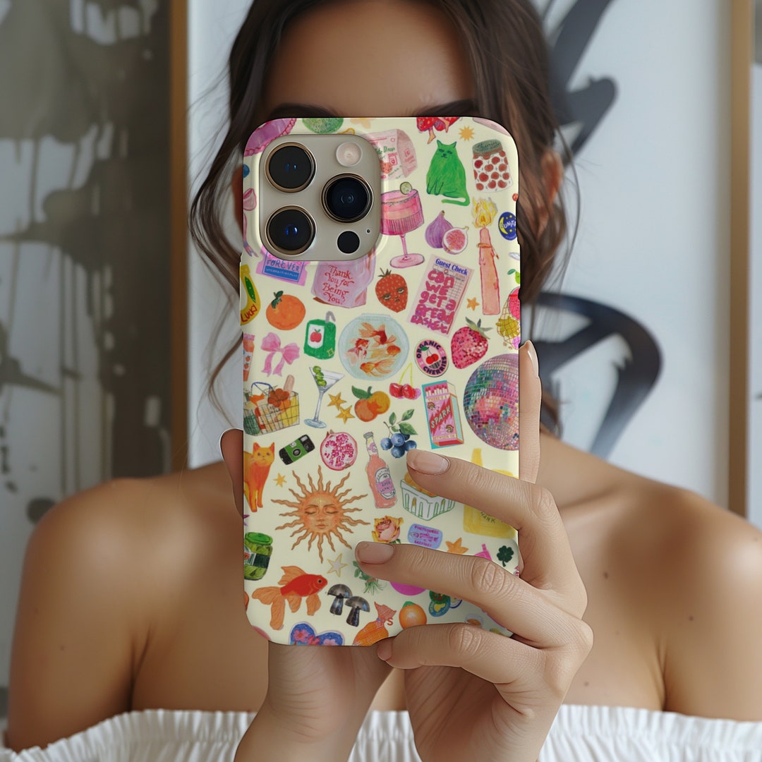 Multi Object Phone Case Mixed Objects Collage iPhone Case, Eclectic Collage iPhone Case ...