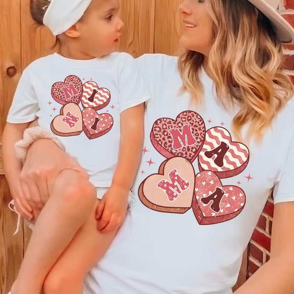 Mama & Mini PNG | Valentine Png, Valentine Day Png, Retro Valentines Heart, Mama and Mini Valentine Png, Matching Valentine Shirts