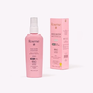 Rosense Rose Water Spray Rose Petal - Moisturizing Facial Toner/Mist Spray for Facial Cleansing, Hydration Natural, Vegan - 100ml