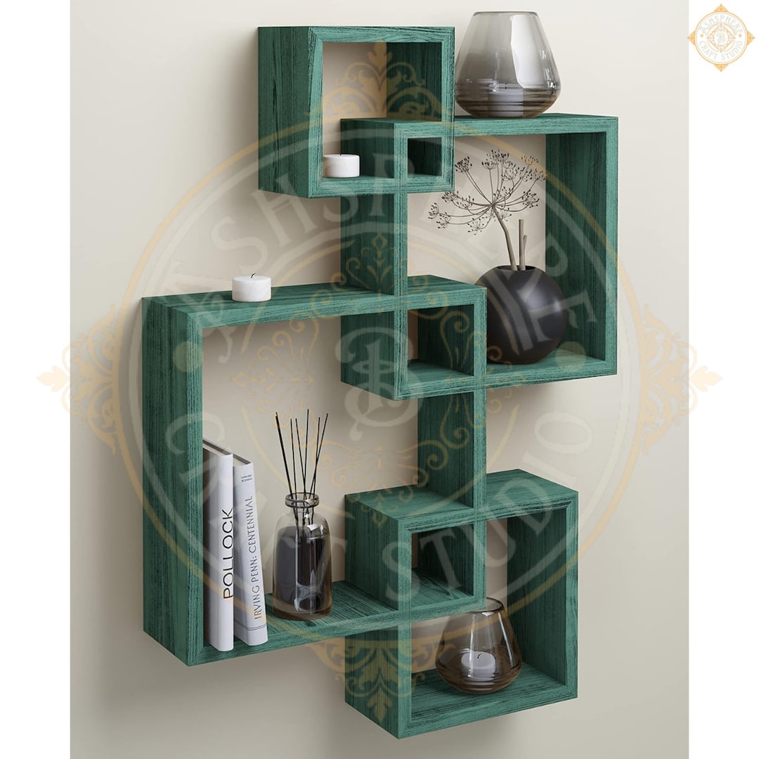 Modern Wall Mounted Cube Shelves Floating Intersecting Etsy