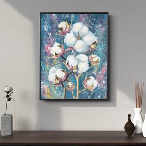 Cotton Painting Wall Art iPhone Wall Paper Cotton Portrait Cotton Plant Art Botanical Art Floral Post Card Home Decor Digital Art Prints