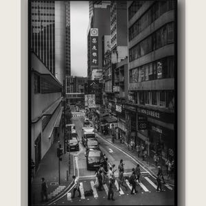 Hong Kong City View Wall Art Digital Print Black and White City View Post Card Hong Kong Island View Urban Photography Travel Poster