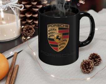 Sleek Porsche Inspired  Black Coffee Mug, Car Lover Gift, Unique Collector's Item, Coffee Mug for Him, Car Enthusiast Merchandise