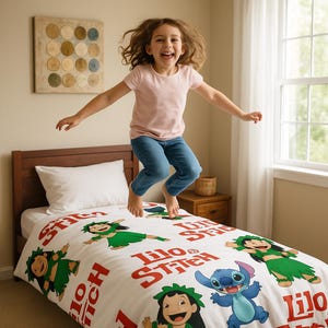 Lilo & Stitch Cozy Cartoon Comforter: Whimsical Throw Blanket for Kids' Bedroom Decor