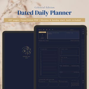 2027 Dated Digital Planner for iPad | Celestial Edition | GoodNotes Hyperlinked Daily Planner, Mon + Sun, 2026 Included