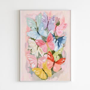 Colorful Butterfly Wall Art – Pastel Butterfly Print for Girls Room or Nursery Decor