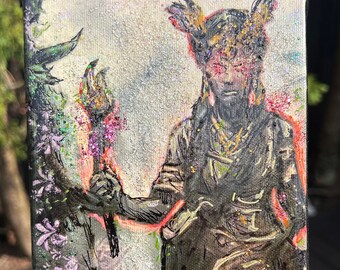 Mystical Shaman - 5x7 Original Mixed Media Painting