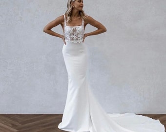 Open-Back Mermaid Lace Wedding Dress available size  UK 6- 18