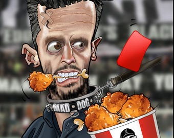 Jason (Mad Dog) Tindall Digital Caricature Print size 16ins x 12ins