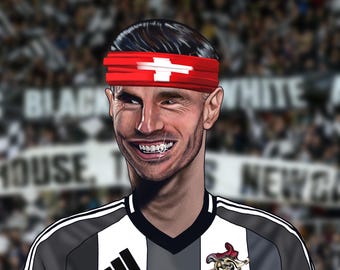 2025 Fabian Schar Digital Caricature Print size 16ins x 12ins