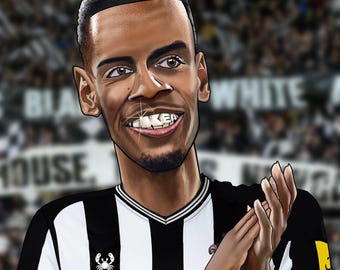 2023-2024 Alexander Isak Digital Caricature Print size 16ins x 12ins