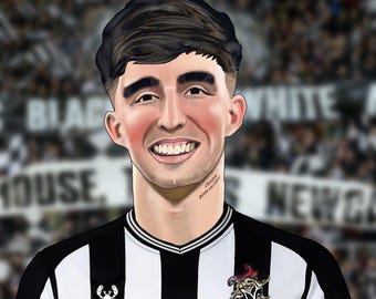2023-2024 Tino Livramento Digital Caricature Print size 16ins x 12ins