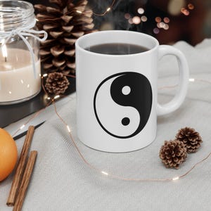 Yin and Yang Mug, Black and White Ceramic Coffee Cup - Harmony Tea Cup, Balance Hot Drink, Symbolic Morning Beverage, Zen Gift, Spiritual