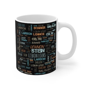 Celtic Legends WordArt, Coffee Cup, Football Fan Gift, Soccer Team Memorabilia, Sports Fan Mug, Celtic Soccer Fan Mug Mug 11oz