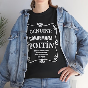 Connemara Poitín Poteen Tee, Irish Moonshine Shirt, Alcohol Spirit Label Graphic Unisex Heavy Cotton T-Shirt, St. Patrick&#39;s Day Gift,