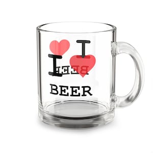 I Love Beer Glass Mug, Beer Lover Gift, Funny Coffee Mug, Craft Beer Enthusiast, Unique Barware, Gift for Him, Humor Mug