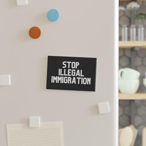 Stop Illegal Immigration Button Magnet, Rectangle (1 & 10 pcs)