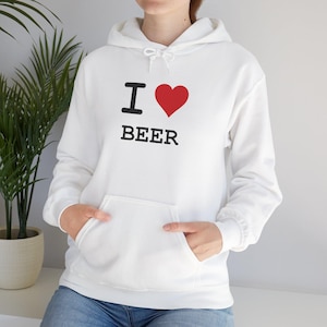 Sudadera con capucha &quot;Amo la cerveza&quot;: sudadera para amantes de la cerveza, divertida sudadera con capucha para beber, regalo para entusiastas de la cerveza, ropa para bebedores de cerveza, sudadera acogedora con capucha de cervecería.