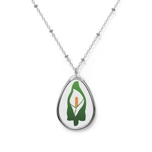 Easter Lily Remember the 1916 Rising Oval Necklace