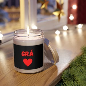 Grá Means Love in Irish Language Red Heart Scented Candles, Romantic Gift for Her, Home Decor, Aromatherapy Candle, Mother&#39;s Day, Valentines