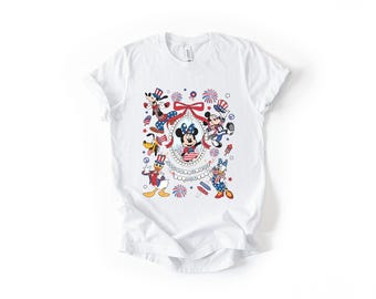 Retro Coquette Bows – Mickey & Friends 4th of July Shirt-Independence day shirt, Family Trip shirt, Patriotic Shirt