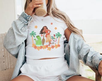 Island Princess Kurztop | Tropisches grafisches T-Shirt | Island Princess Crop Top | Sommerferien Grafik-T-Shirt | Kurz geschnittenes Damen Shirt