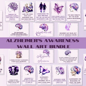 Paquete imprimible conmovedor para concienciar sobre el Alzheimer, decoración de pared, regalo para personas con demencia, concienciación sobre el Alzheimer