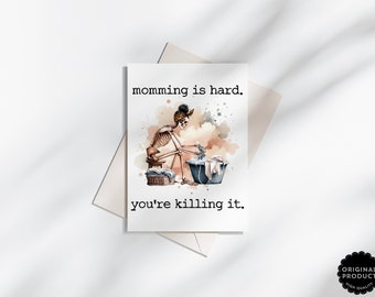 Mama-Leben-Karte, Skeleton Wäsche-Tageskarte, lustige Muttertagskarte, niedliches Skelett-Design, lustige Mom-Karte