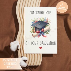 Carte numérique de remise des diplômes, carte de félicitations pour l'obtention du diplôme, carte de diplômé imprimable, souvenir de célébration de remise des diplômes