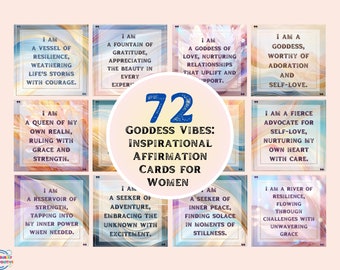 72 Goddess Affirmation Cards: Inspirational Printable Cards (Digital Download)