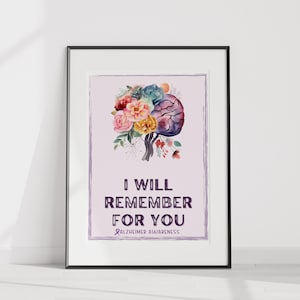 Alzheimer&#39;s Awareness Wall Art &quot;I Will Remember for You&quot; | A Legacy of Love and Commitment Poster | Alzheimer&#39;s Awareness Poster