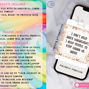 Pode incluir: Um download digital de 54 cart&otilde;es de afirma&ccedil;&atilde;o imprim&iacute;veis com um esquema de cores rosa, laranja e amarelo. Os cart&otilde;es apresentam afirma&ccedil;&otilde;es positivas sobre o gerenciamento da raiva. Um cart&atilde;o diz "Eu n&atilde;o preciso de gerenciamento da raiva, preciso que as pessoas parem de me fazer ficar com raiva."