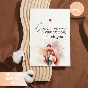 Liebe Mama, ich bekomme es jetzt Muttertagskarte, lustige druckbare Grußkarte, Dankeskarte von Tochter, Karte von Sohn