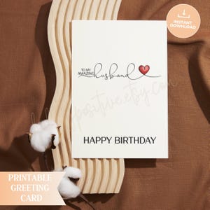 Tarjeta imprimible para mi maravilloso esposo: regalo único, cumpleaños, aniversario, notas de amor, diseño elegante y tarjeta de felicitación personalizable